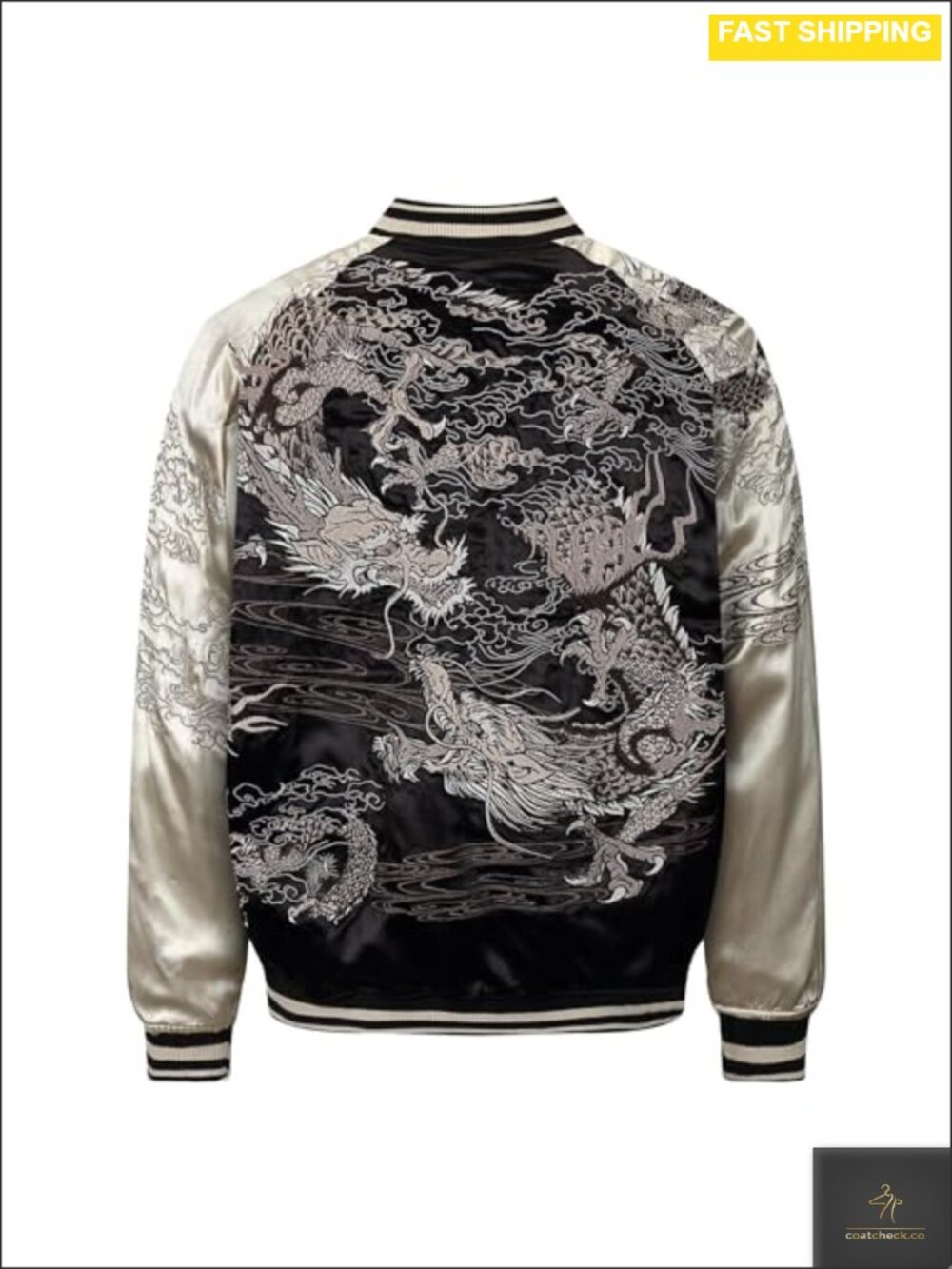 Satin Bomber Jacket Dragon Embroidered Sukajan Unisex Streetwear
